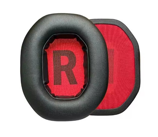 Náhradné náušníky pre slúchadlá Logitech G-Pro X2 - Čierne s červeným vnútrom, kožené