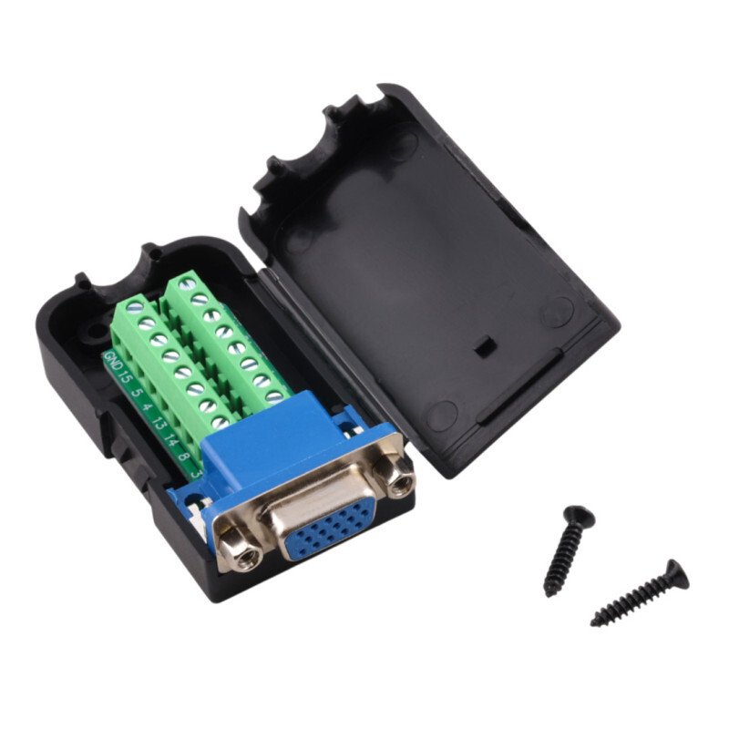 Konektor D-SUB DE15 (DB15) káblový, samica s maticami, skrutkovací