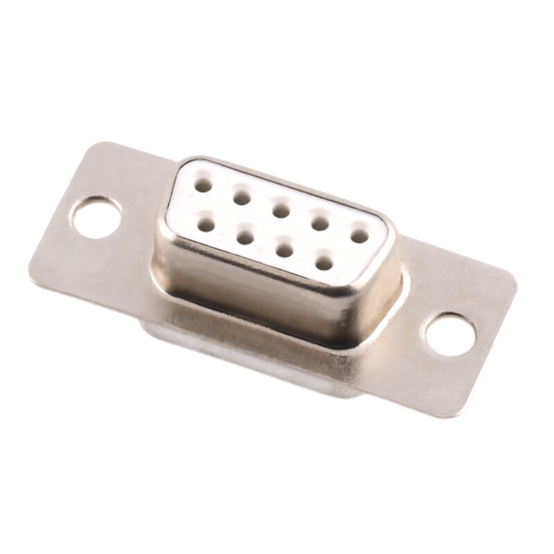 Konektor D-SUB DB9 (DE9), samica, 9pin – spájkovacia miska, Biela