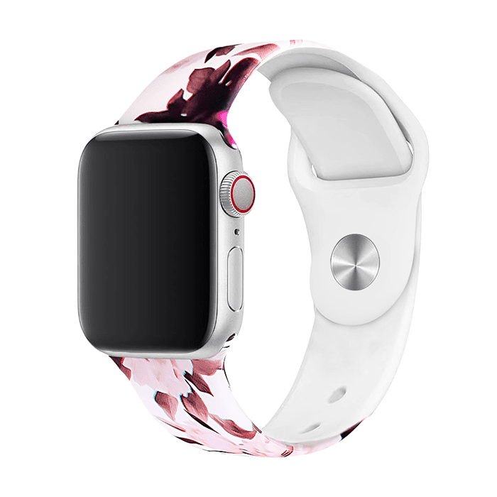 Remienok s potlačou na Apple Watch - Rosaria Veľkosť: 42/44/45/46/49mm, Obvod: M-L (stredný až väčší obvod zápästia), Farba: Biela