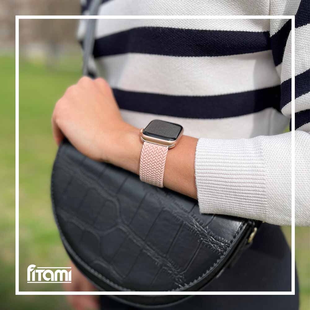 Marvelli - Pletený navliekací remienok pre Apple Watch - Pink Sand Veľkosť: 38/40/41/42mm, Obvod: S (menší až stredný obvod zápästia), Farba: Pink…