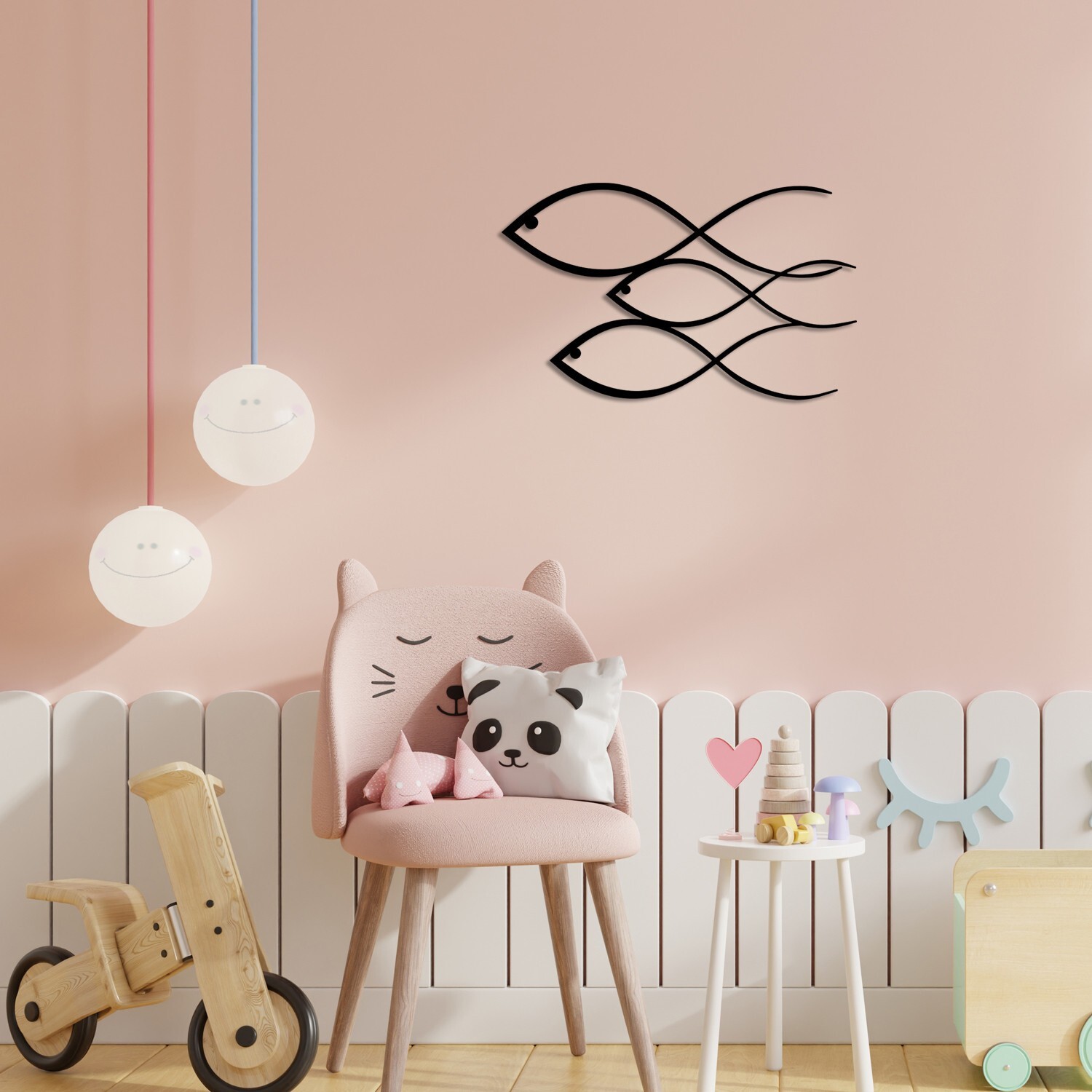 Nástěnná kovová dekorace Fish černá