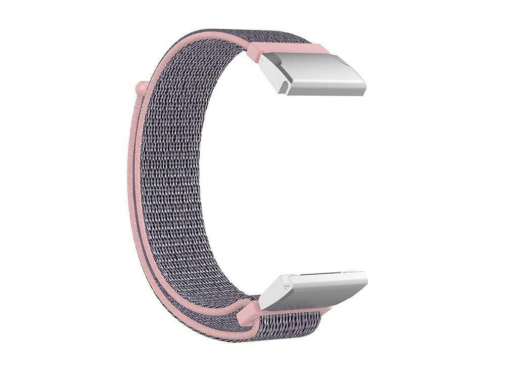 eses Nylonový remienok pre Garmin - Sivo svetlo ružový, Strieborný QuickFit 26 mm