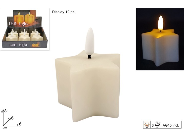 MAKRO - Sviečka vianočná 8x6cm LED biela