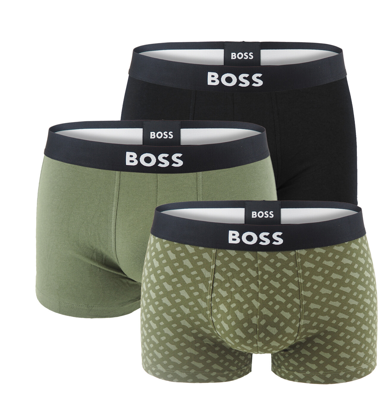 BOSS - boxerky 3PACK eco friendly organic cotton BOSS ONE modern B logo & forest
