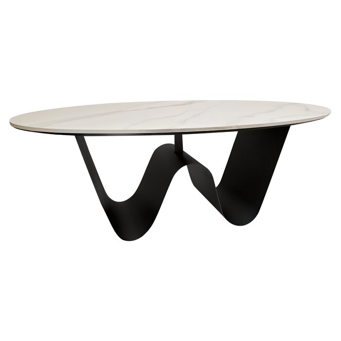 KONDELA Elvo konferenčný stolík biela imitácia mramoru / čierna