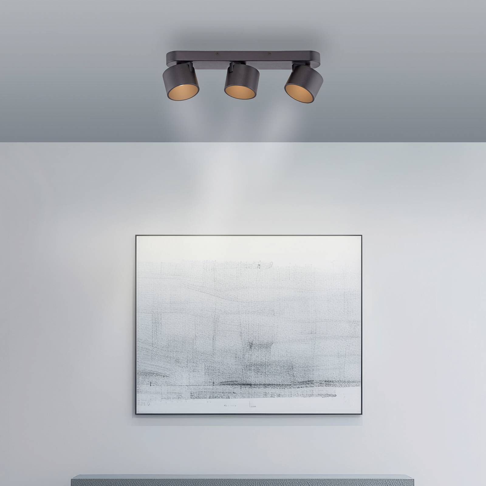 PURE LED stropné bodové svetlá Cup, čierny, dĺžka 56 cm, kov 3-pl.