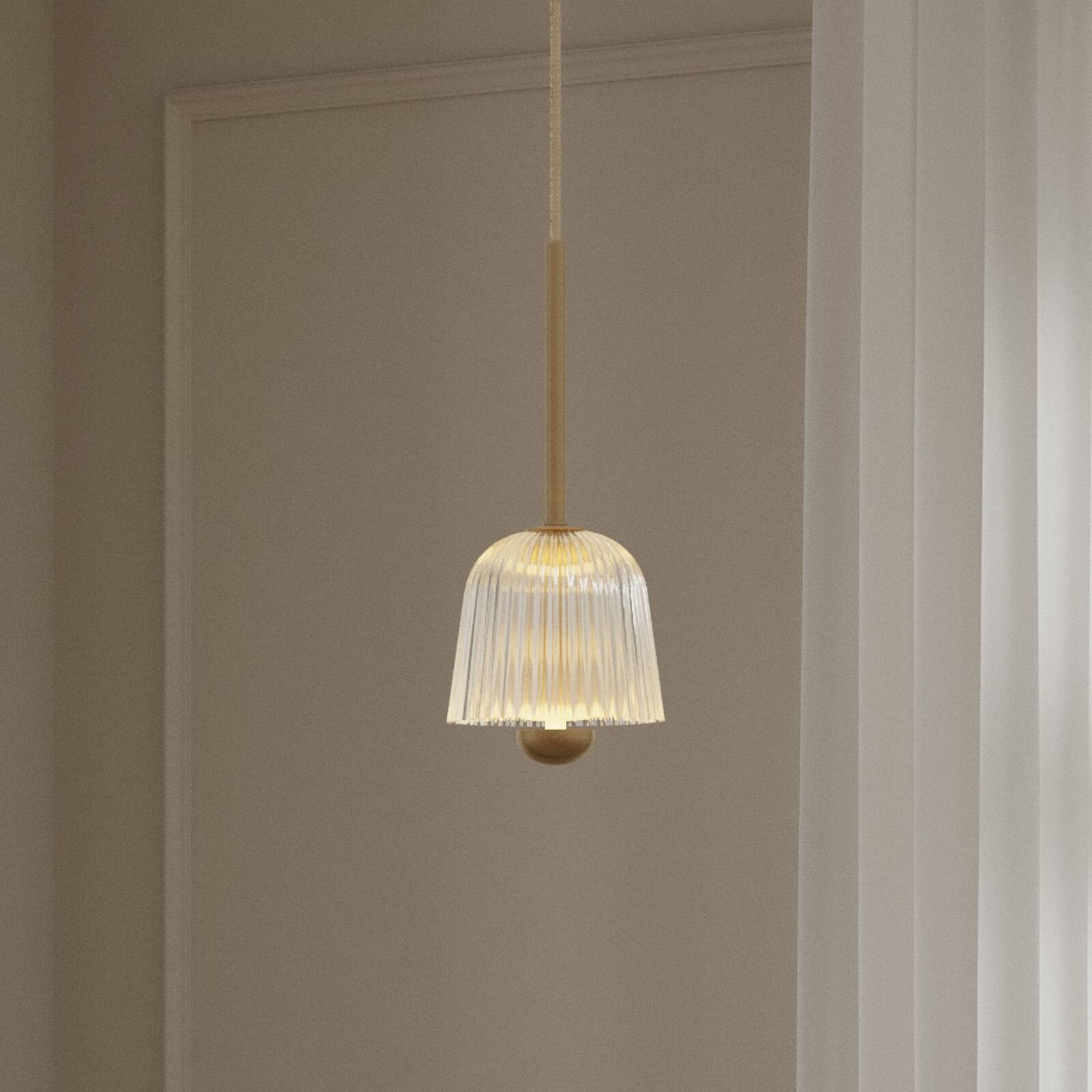 Nuura LED závesné svietidlo Asteea 1, Ø 12 cm, mosadzová farba/číra