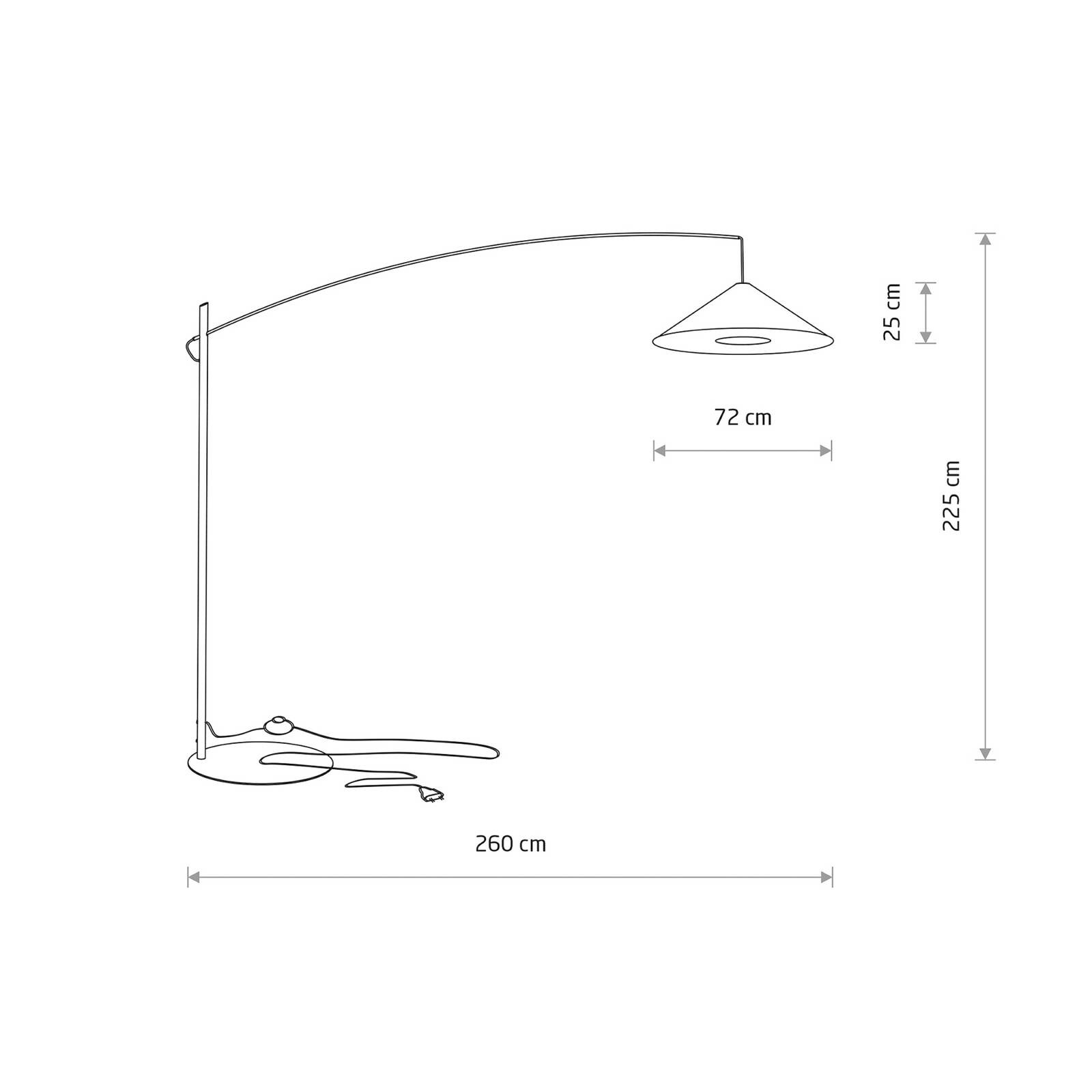 Lukové svietidlo Poise, čierne, oceľ, textil, výška 260 cm