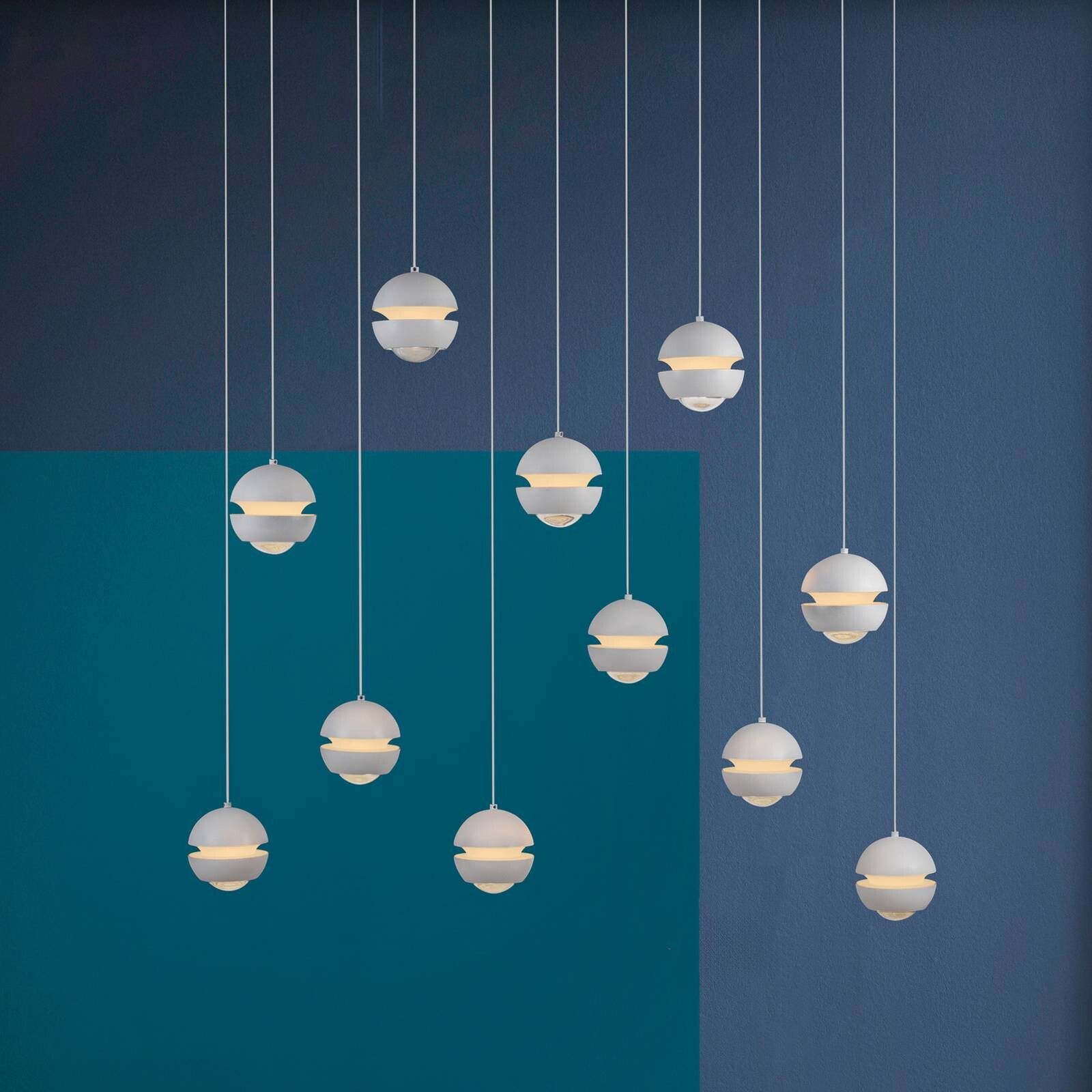 SCHÖNER WOHNEN LED závesné svietidlo Lini biela 11-pl., 3 000 K