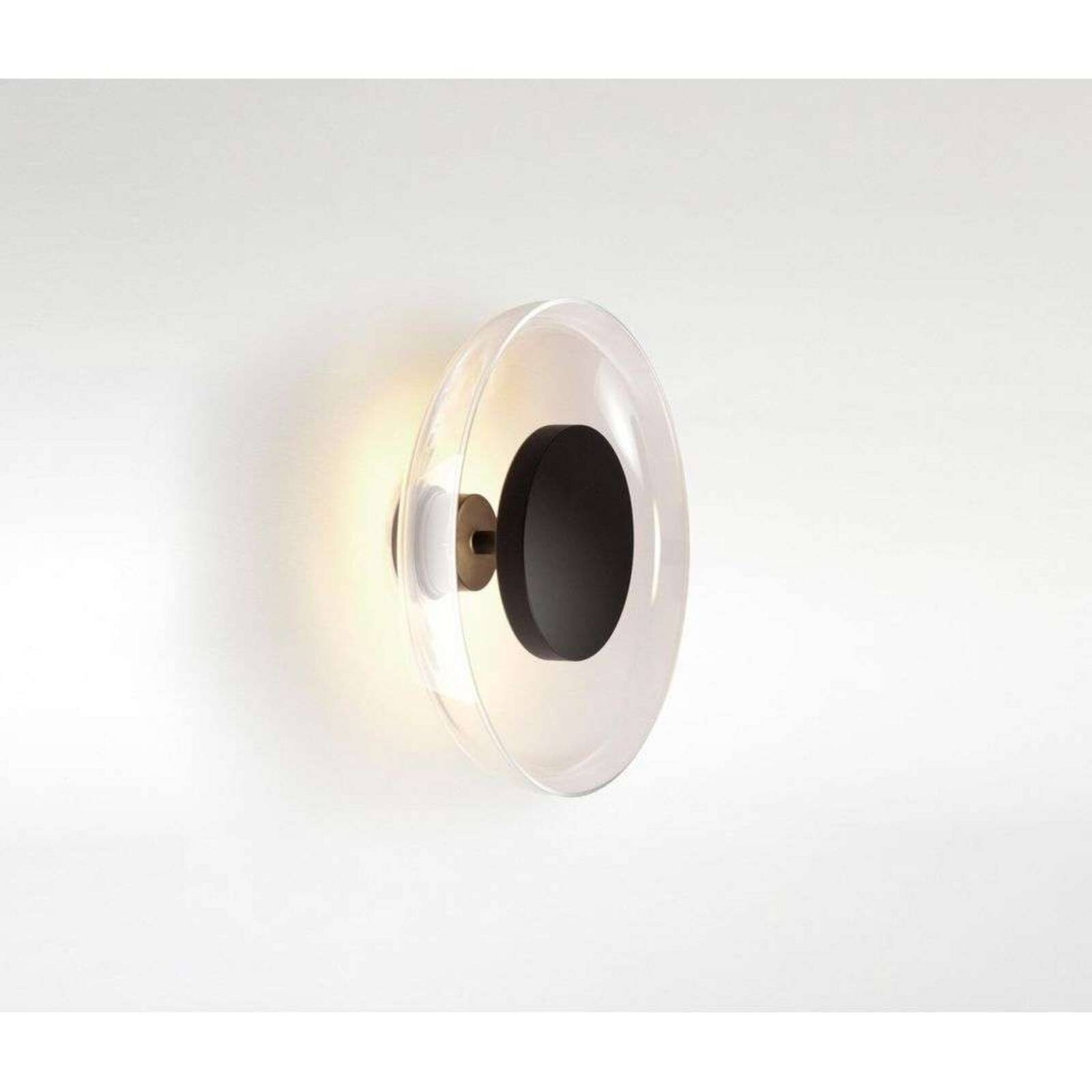 MARSET LED nástenné svetlo Aura Plus Ø 25 cm On/Off, priehľadné