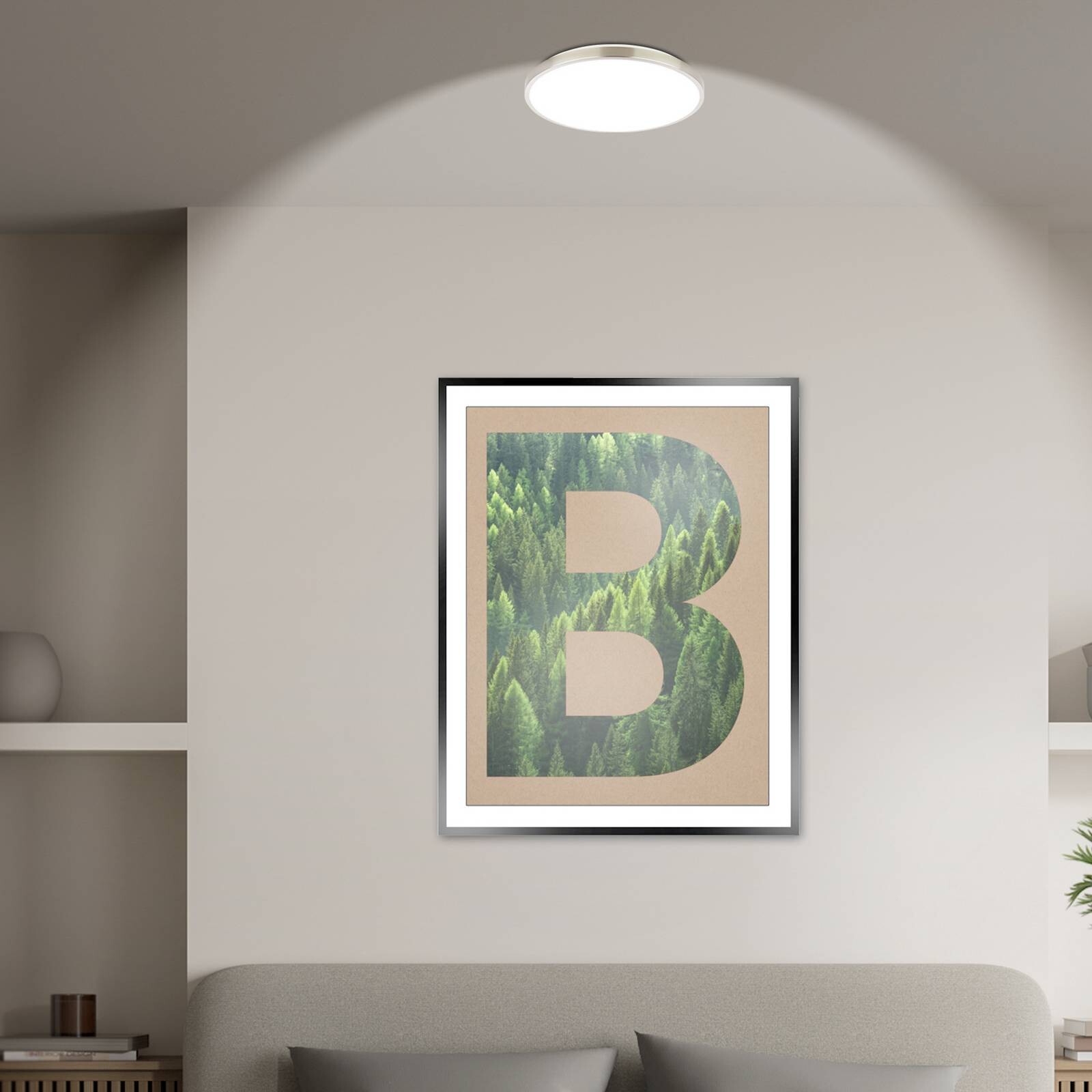 Stropné LED svetlo Kaida nikl matný, Ø 30 cm, EEK A, 4 000 K