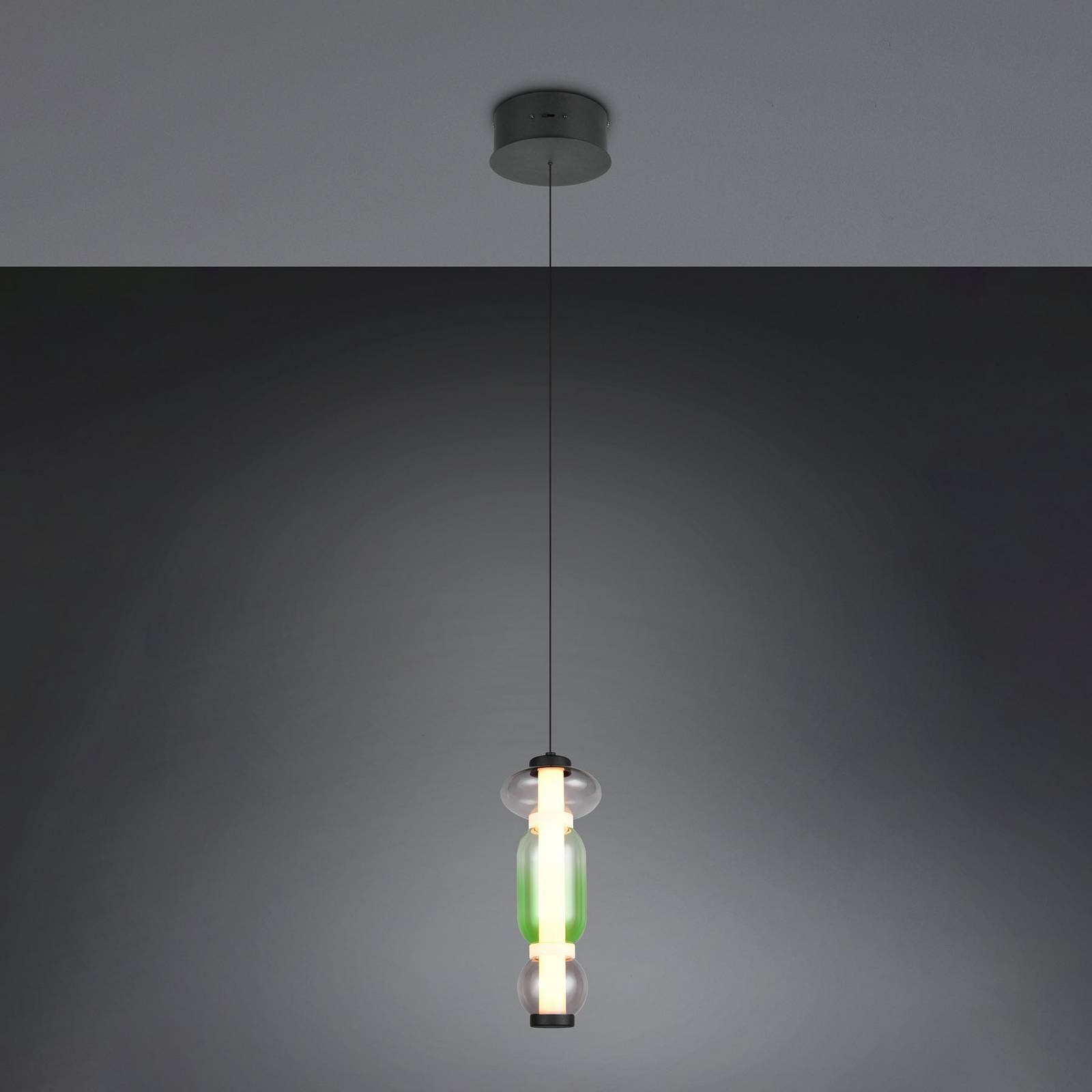 LED závesné svietidlo Minerva, Ø 15 cm, farebné, sklo, CCT, stmievač