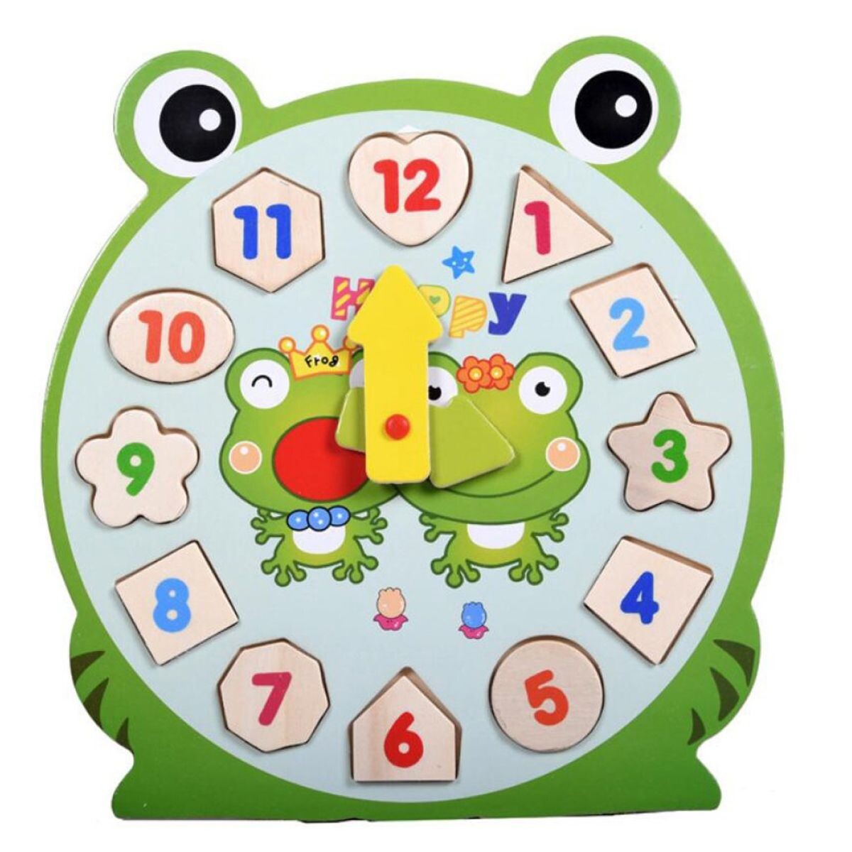 Alltoys Skladačka hodiny drevená žabka