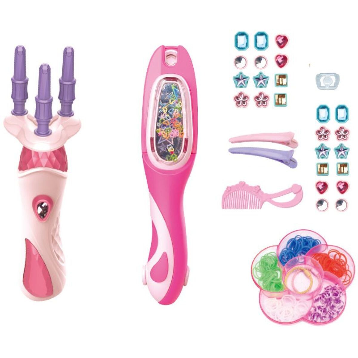 Hrací set na vlasy 2v1 s gumičkami-ozdoby