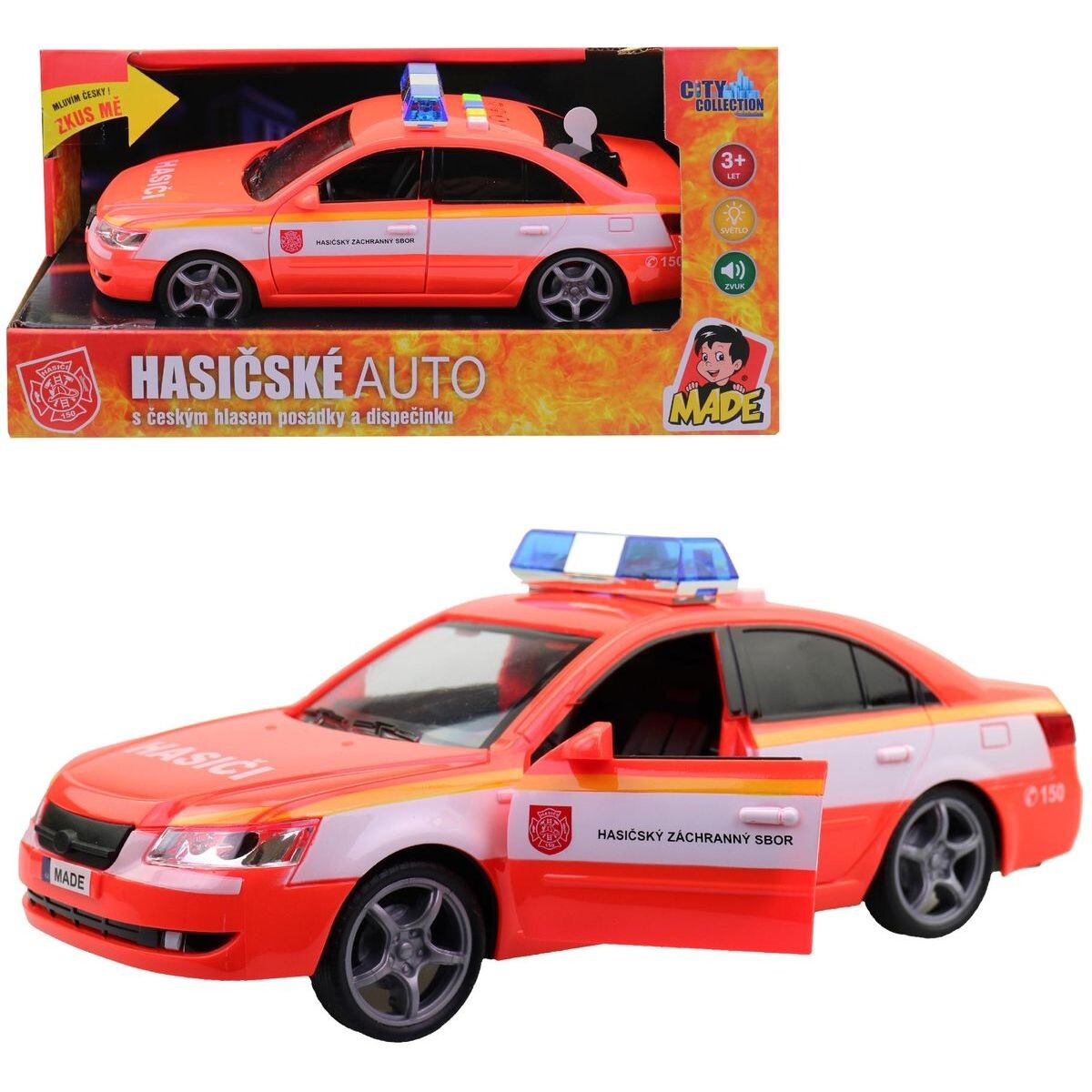 MaDe Hasičské osobné auto so slovenským hlasom, SK krabica, 24 cm