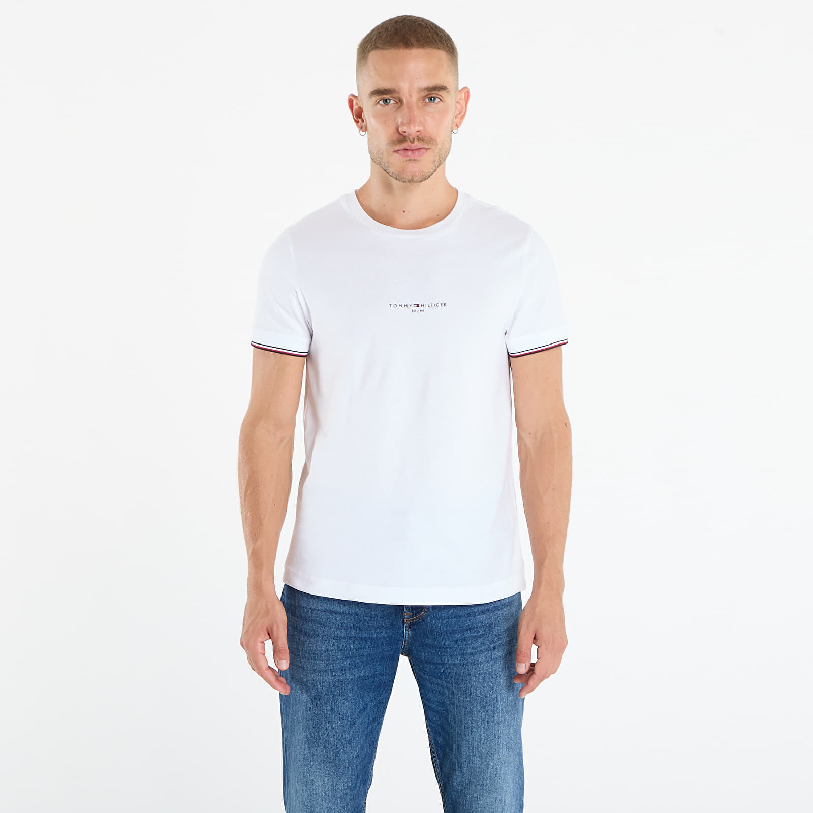Tričko Tommy Hilfiger Slim Jersey Tipped T-Shirt White M