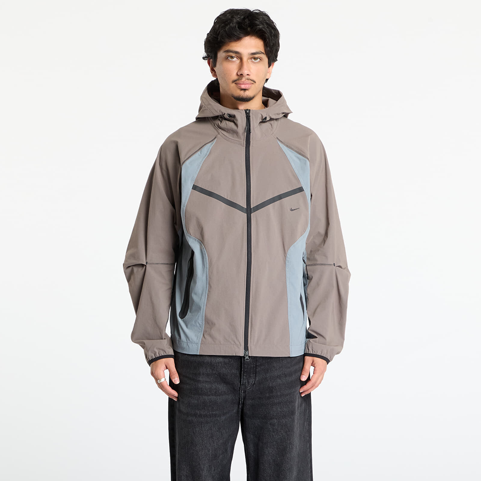 Bunda Nike Tech Men's Dri-FIT Woven Color-Block Windrunner Loose Jacket Cave Stone/ Cool Grey/ Black XL