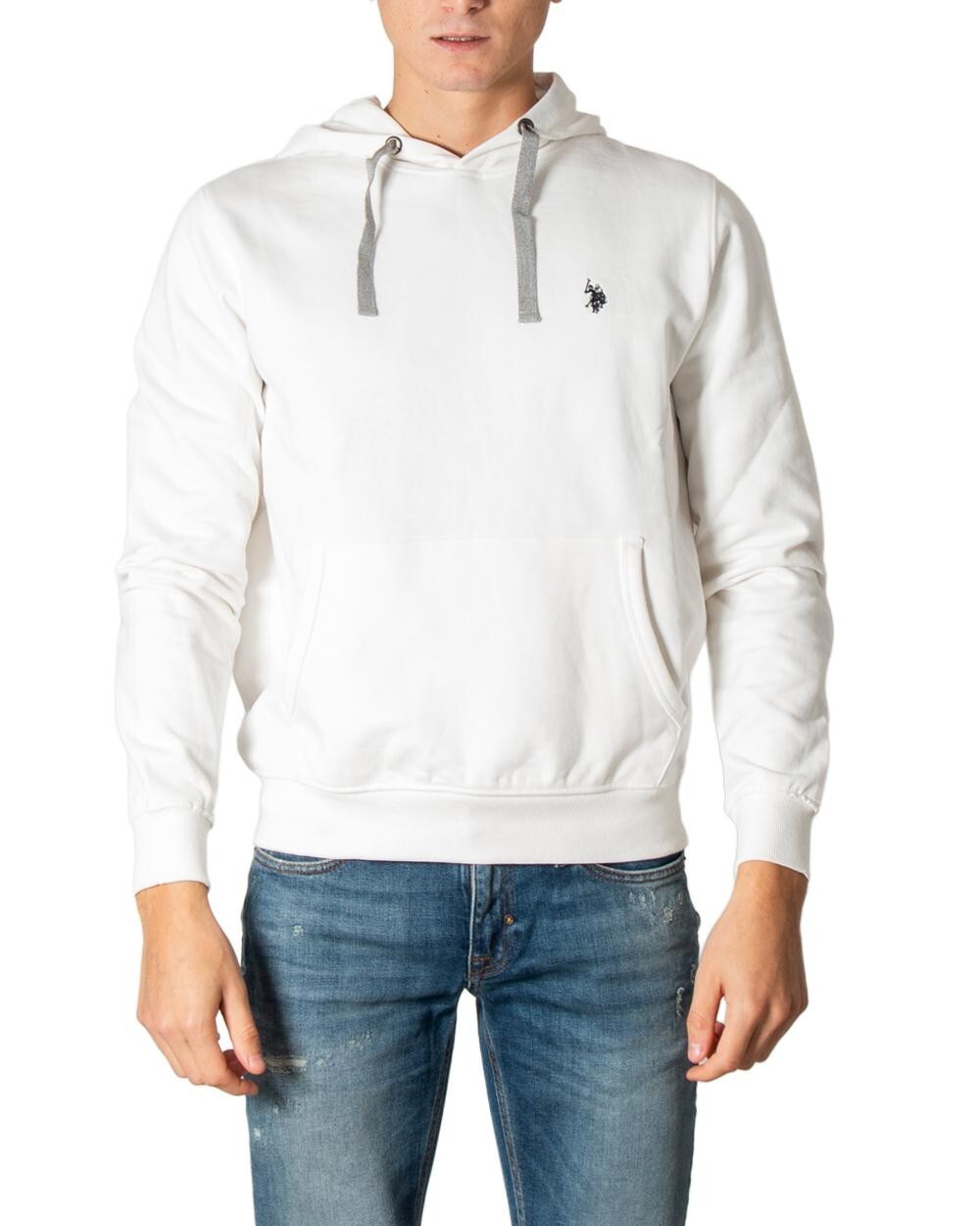 Biela mikina s kapucňou U.S. Polo Assn.
