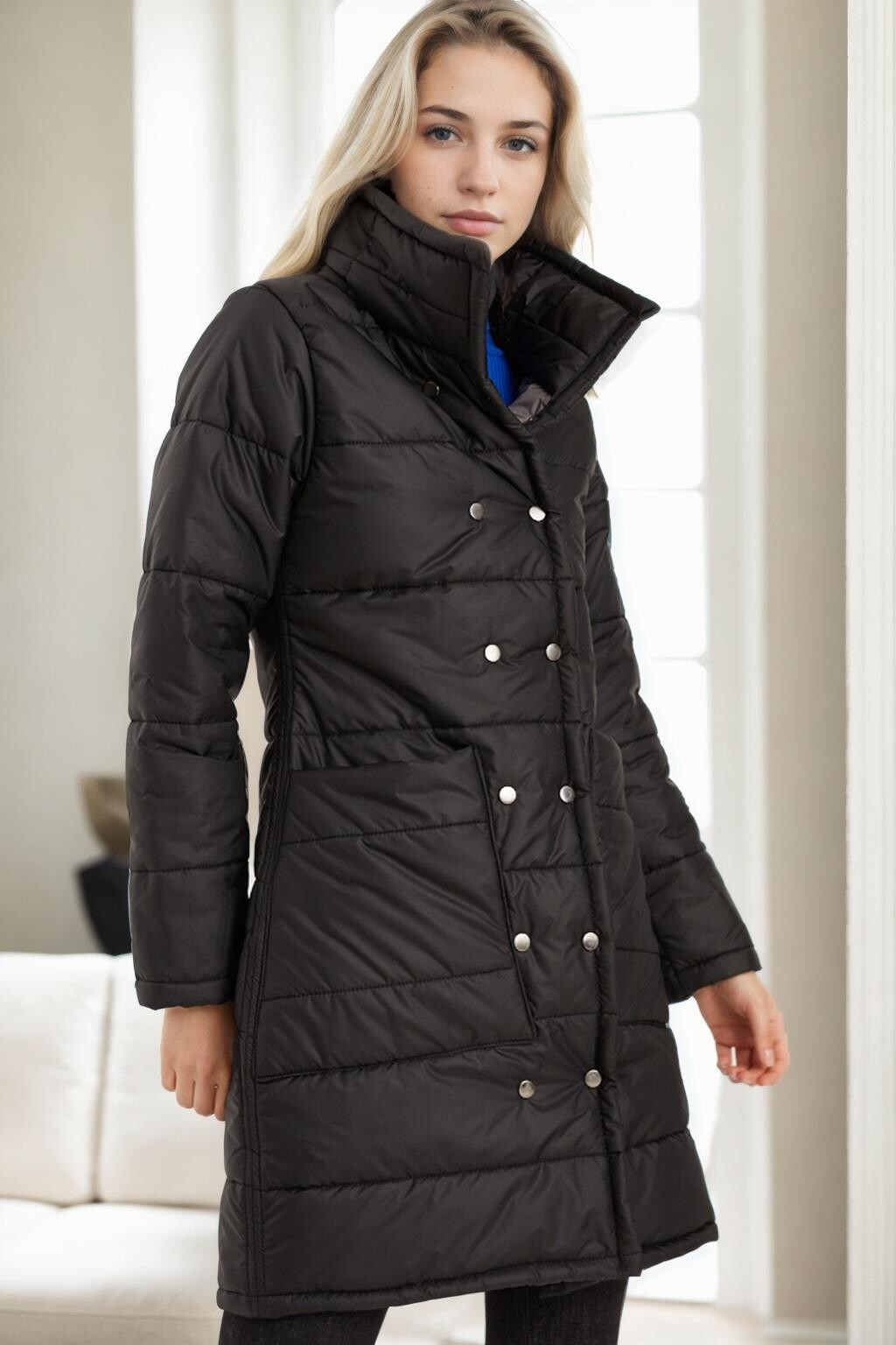 Z9647 DEWBERRY WOMEN'S COAT-BLACK