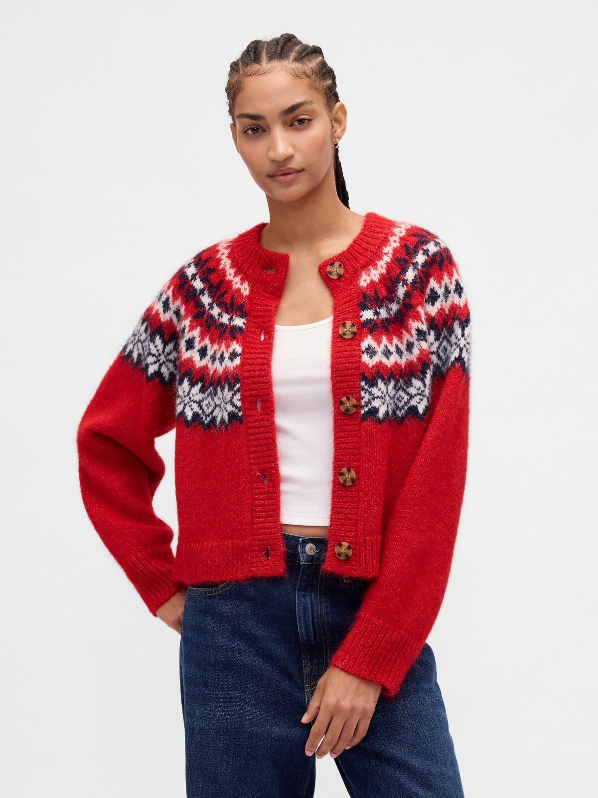 GAP Oversize Cardigan Fair Isle s vlnou