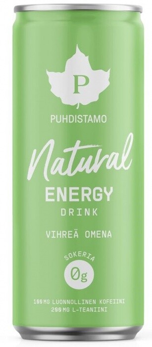 Puhdistamo natural energy drink 330 ml - zelené jablko