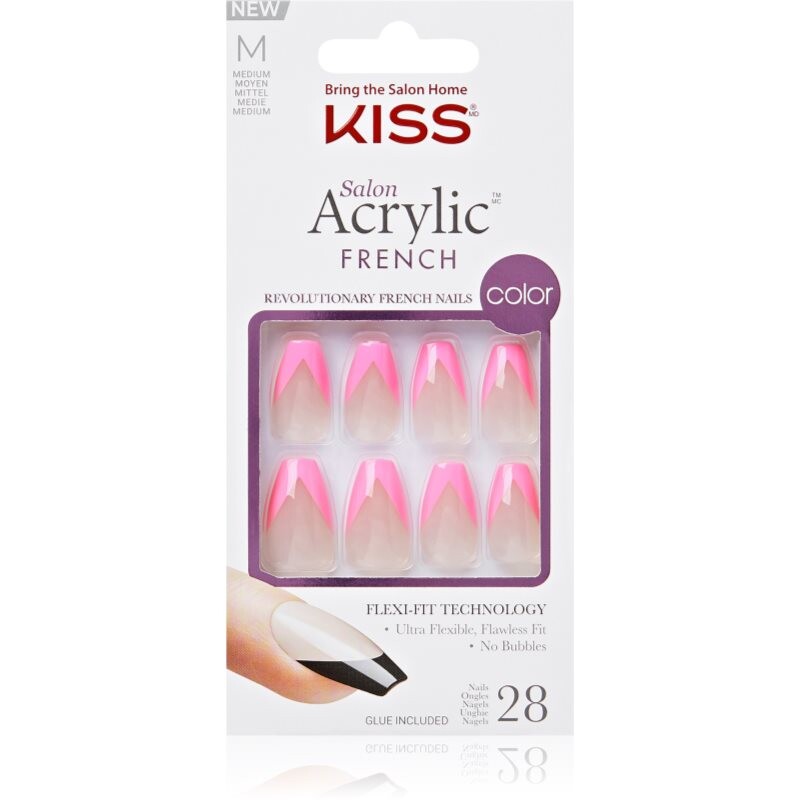 KISS Acrylic French Color umelé nechty Squared 28 ks