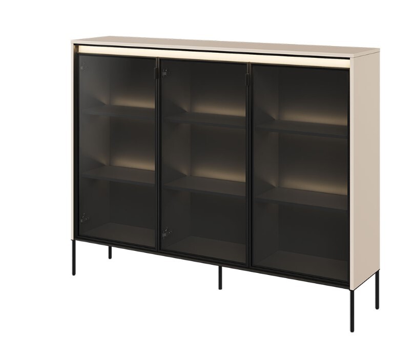 Dig-net nábytok Vitrína SWING TR-08 s LED osvetlením | béžová Variant: s LED osvetlením políc