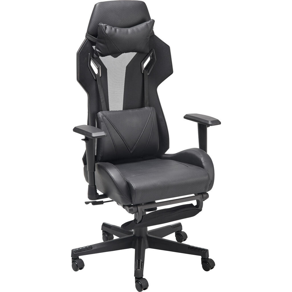 MID.YOU HERNÁ STOLIČKA, vzhľad kože, sieťovina, čierna