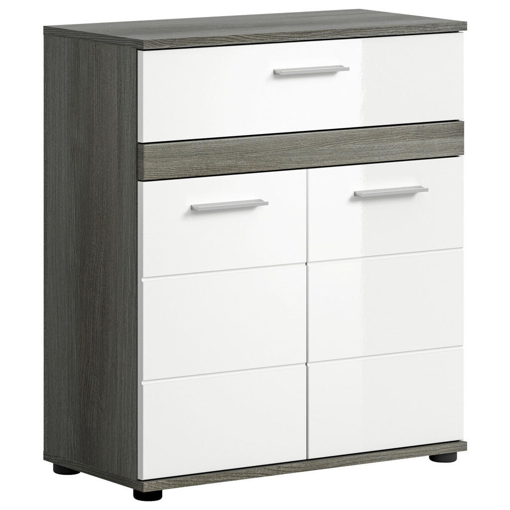 MID.YOU SPODNÁ SKRINKA, biela s vysokým leskom, sivá, 70/79/31 cm