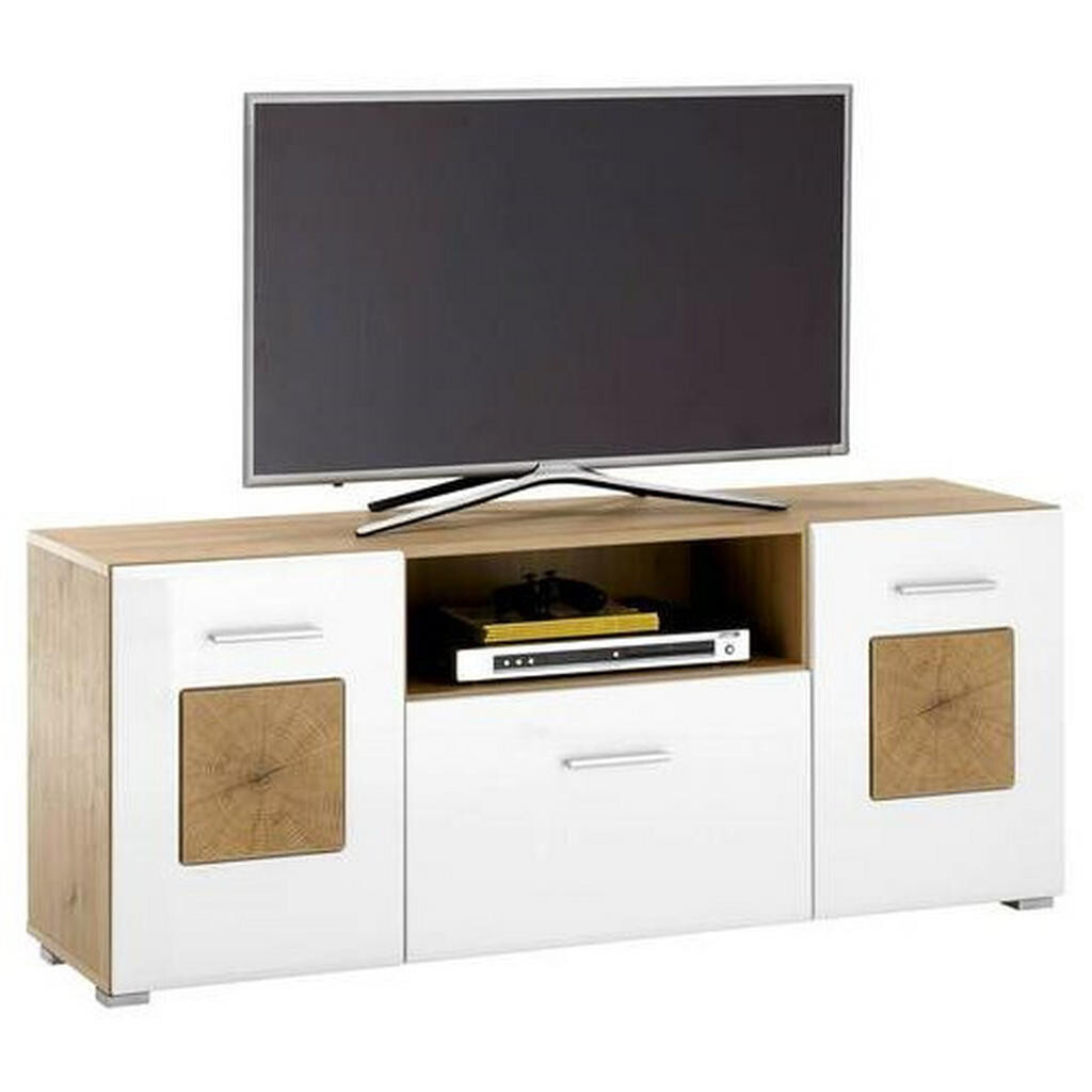 MID.YOU NÍZKA KOMODA, dub artisan, biela s vysokým leskom, 140/58/38 cm