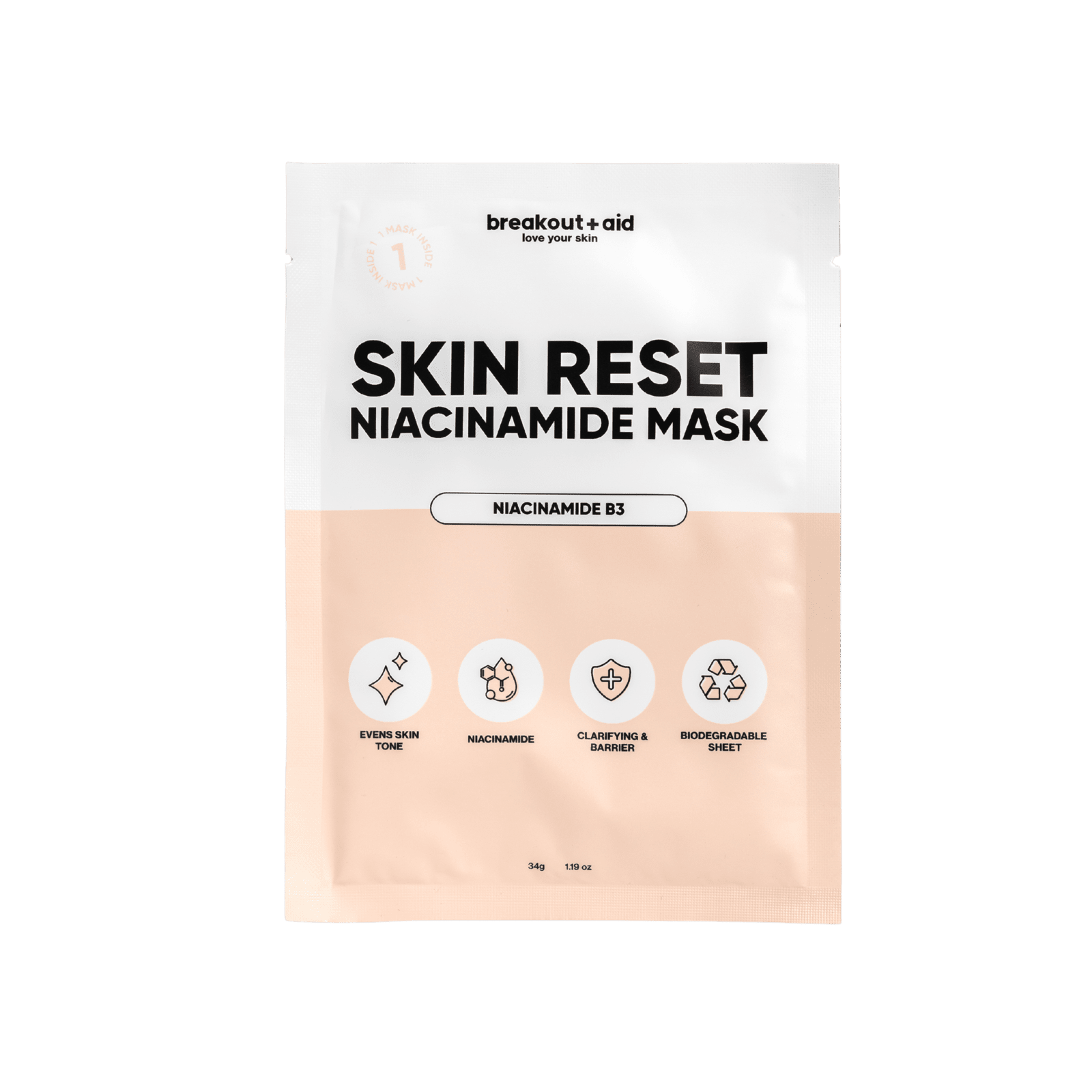 BREAKOUT+AID Upokojujúca maska ​​s niacínamidom 34 g