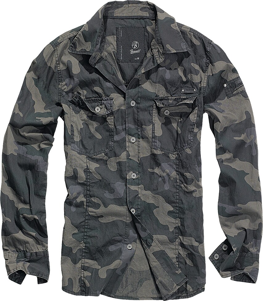 Košele Brandit SlimFit Shirt - darkcamo, 3XL