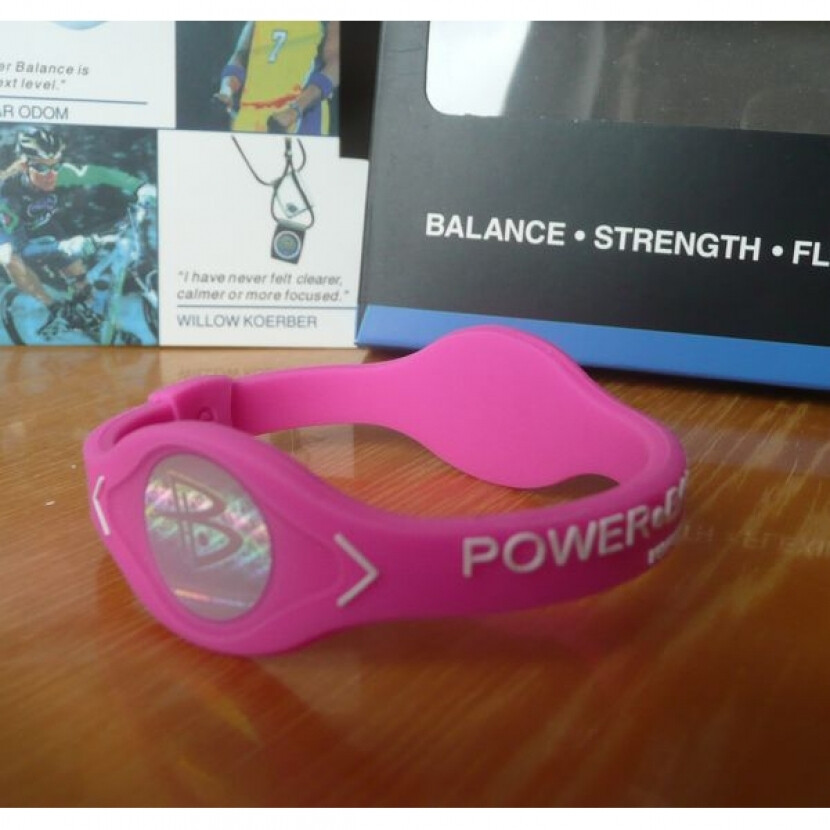 Balančný náramok s hologramom Power Balance - ružový-biely, XL