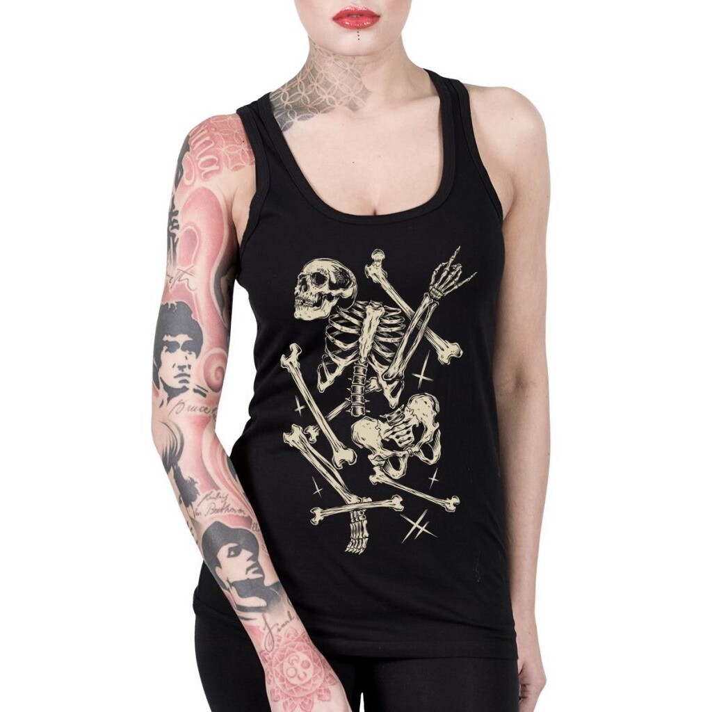 Tielko dámske Hyraw Deadly Bones - čierne, XL