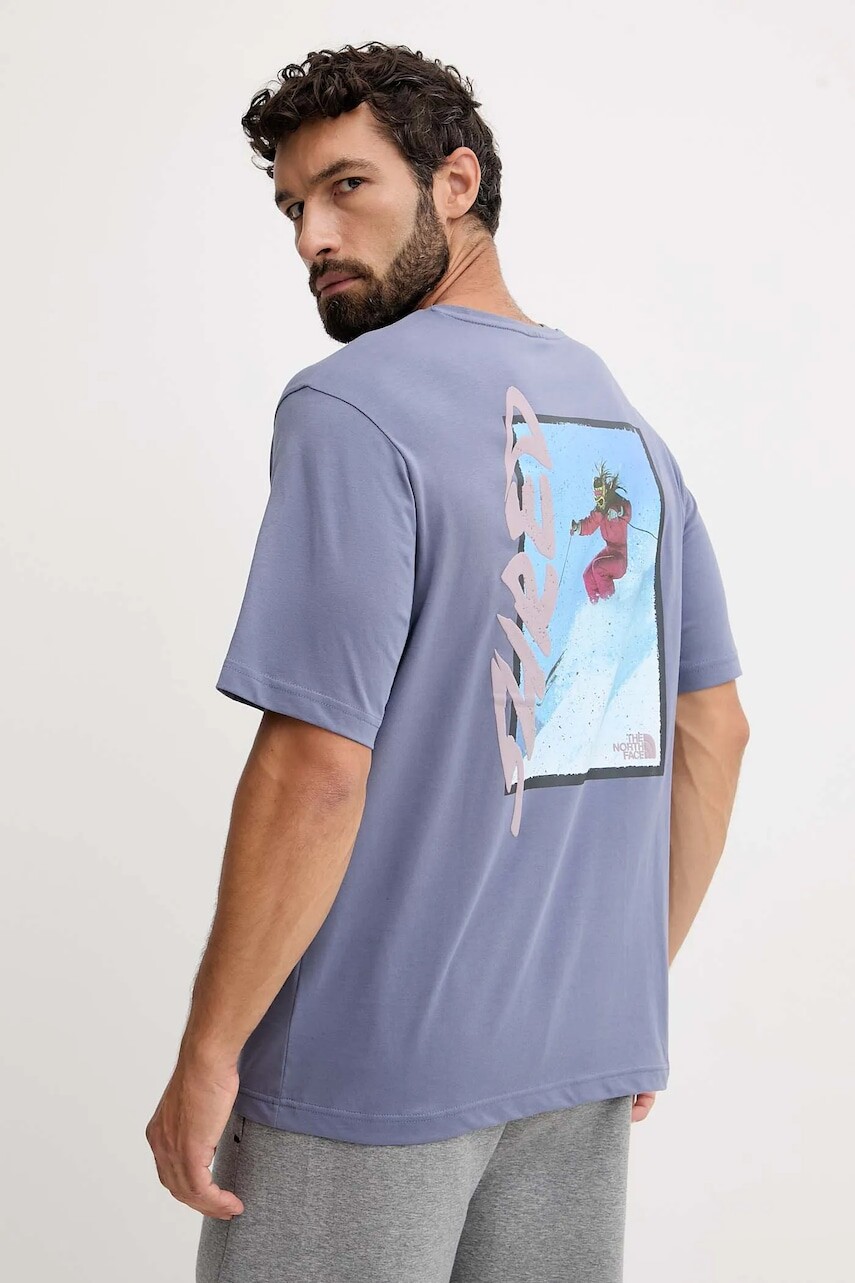 Bavlnené tričko The North Face pánske, fialová farba, s potlačou, NF0A8E4EBTR1