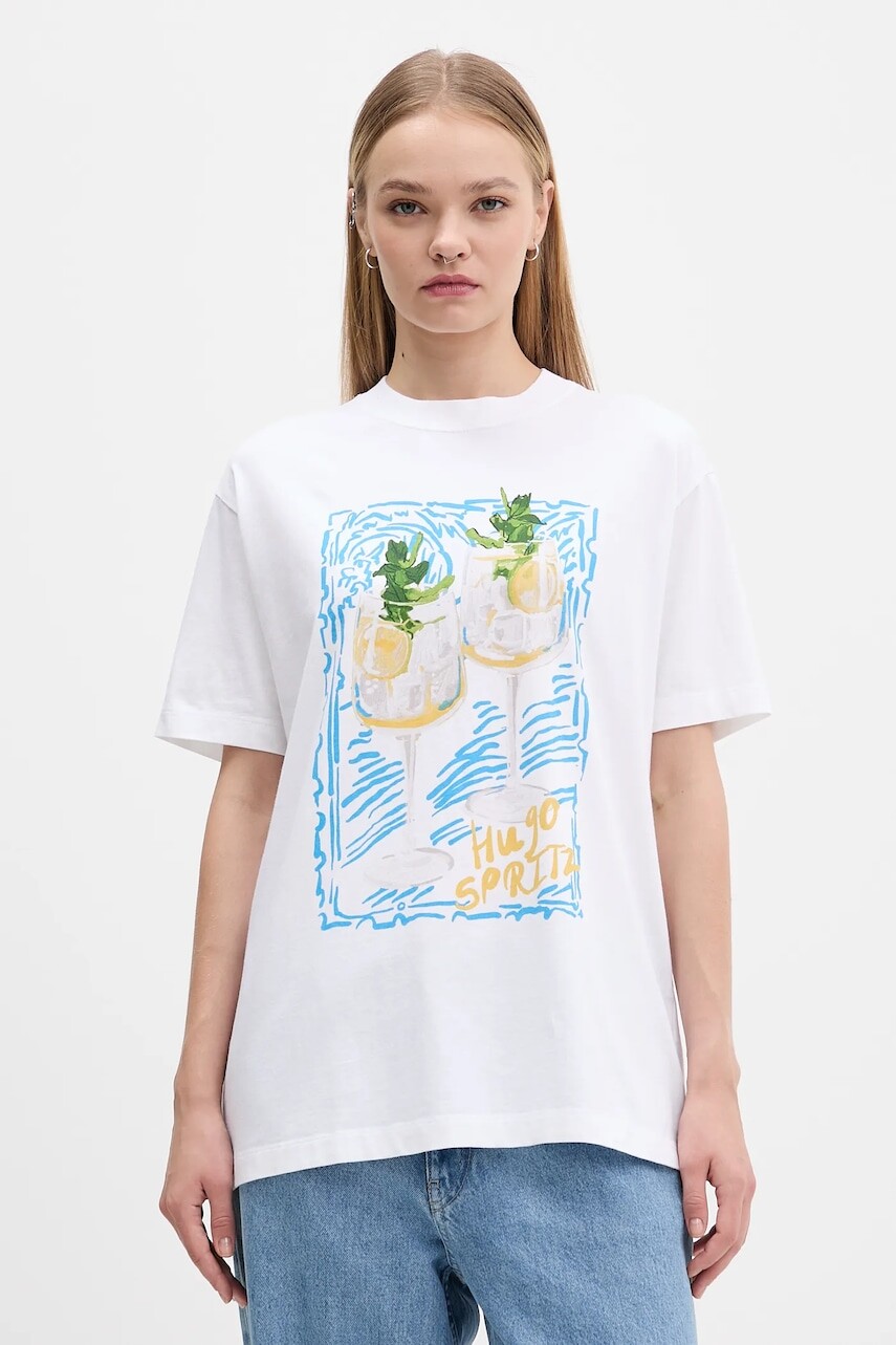 Bavlnené tričko Abercrombie & Fitch dámske, biela farba, KI157-5396-100