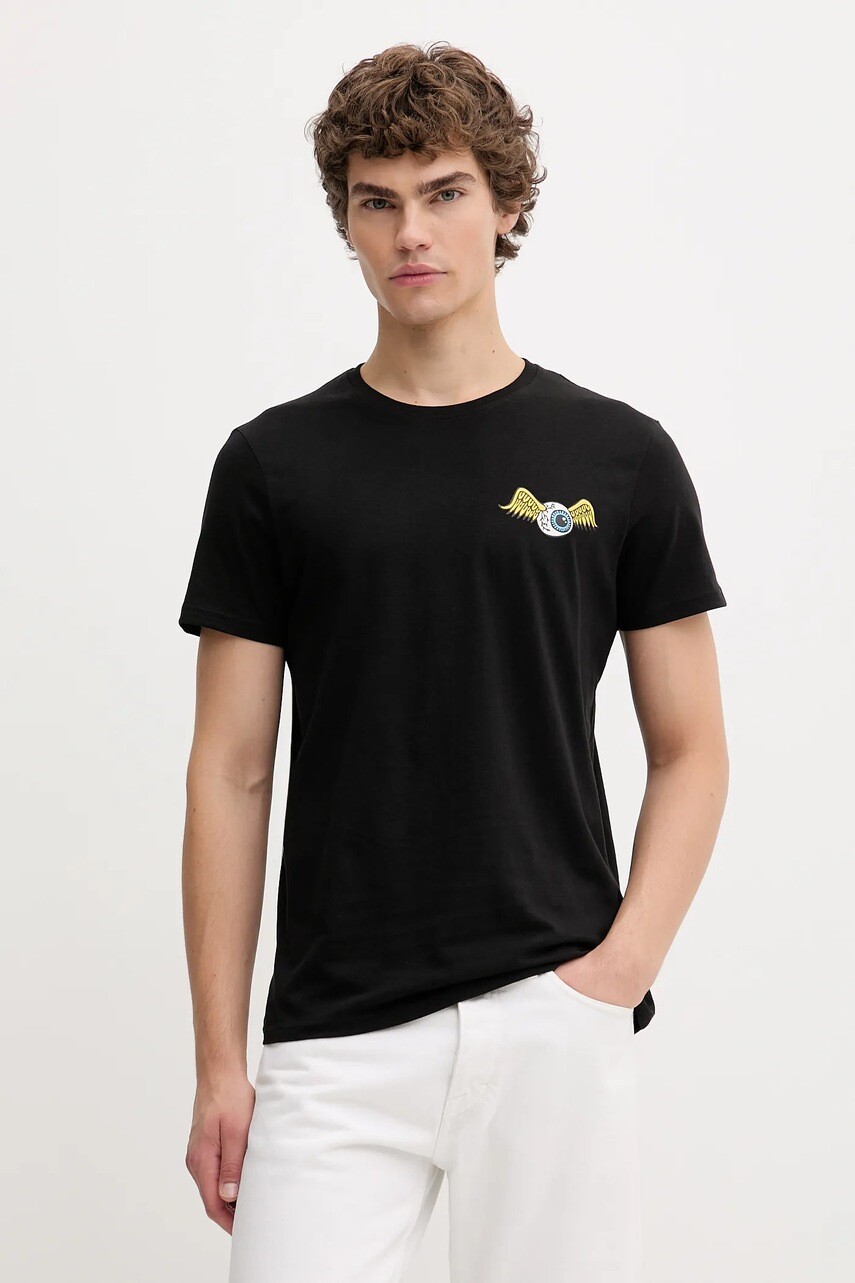 Bavlnené tričko Von Dutch pánske, čierna farba, s potlačou, VD.1.TSC.EYE