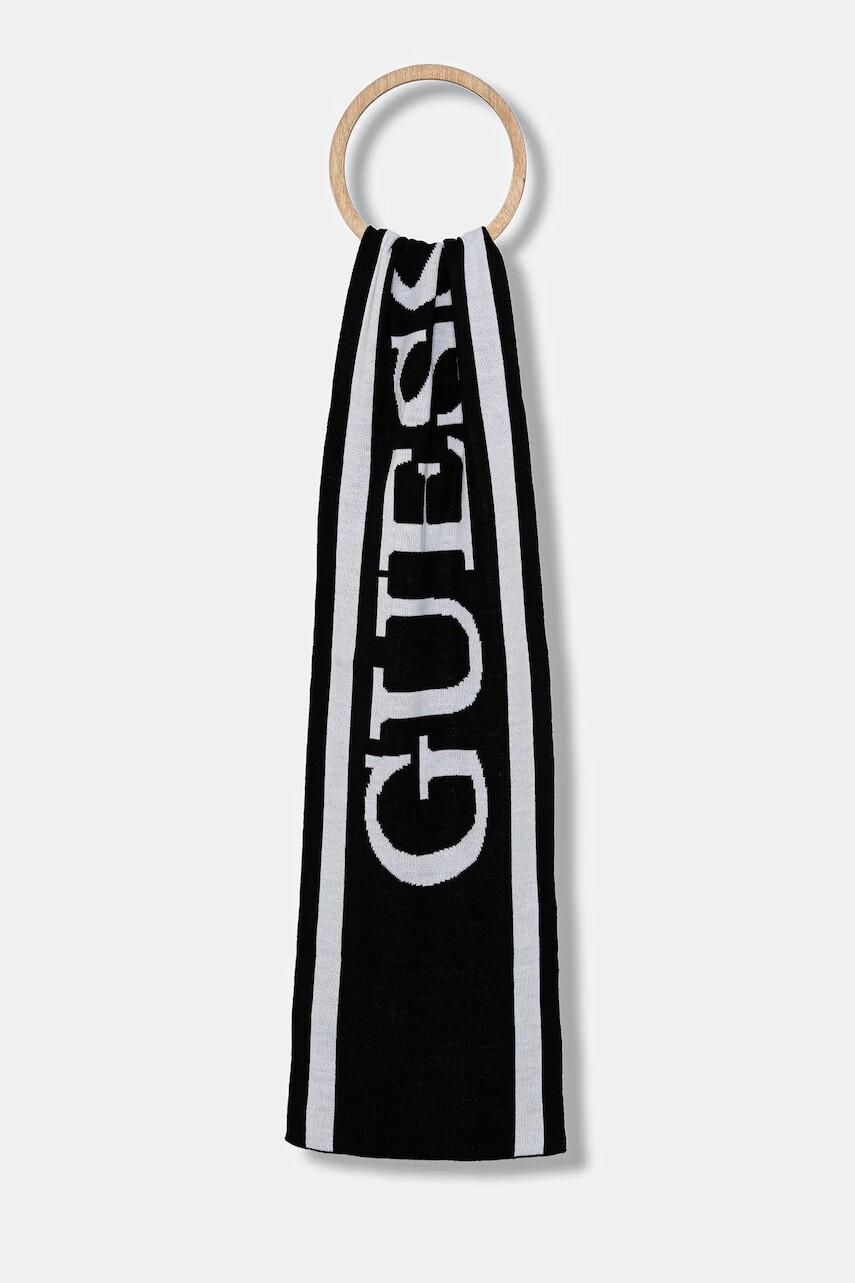 Šál Guess Jeans čierna farba, vzorovaná, M5BZ40 Z1222