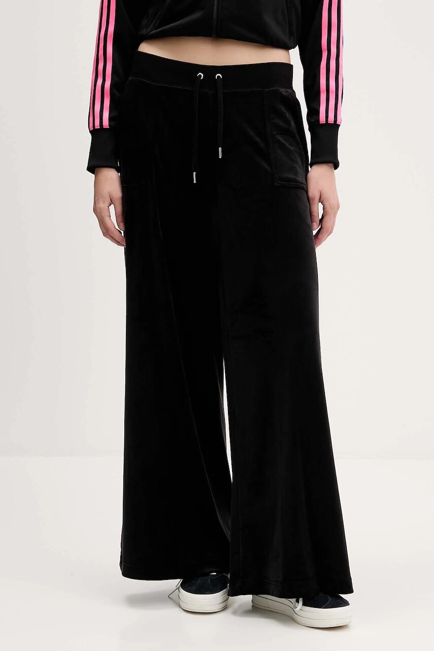 Velúrové tepláky Juicy Couture čierna farba, melanžová, JCBBJ225803