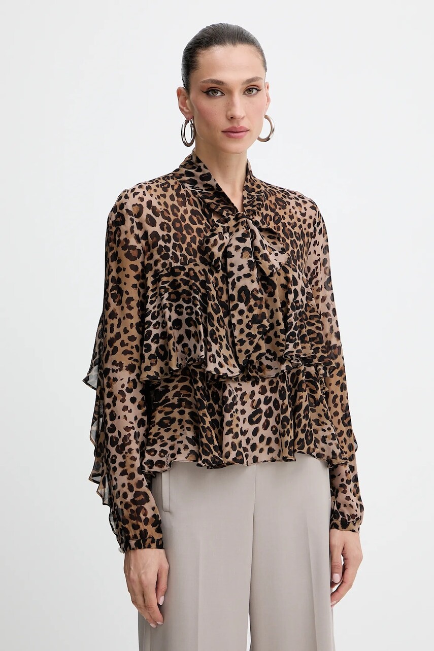 Blúzka Marella hnedá farba, vzorovaná, 2523116114200