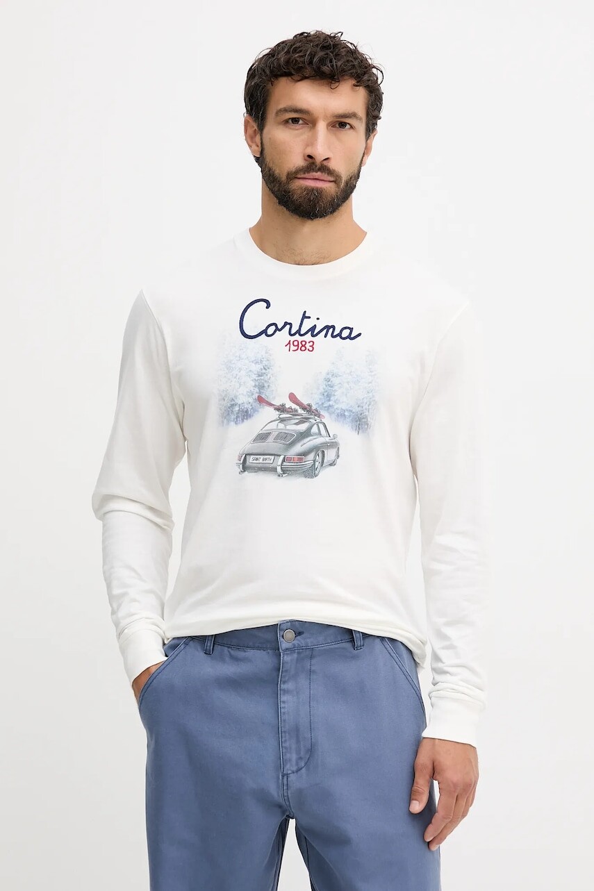 Bavlnené tričko s dlhým rukávom MC2 Saint Barth béžová farba, vzorované, LUT0006