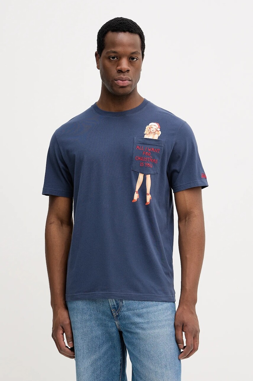 Bavlnené tričko MC2 Saint Barth pánske, biela farba, vzorované, CONR0002