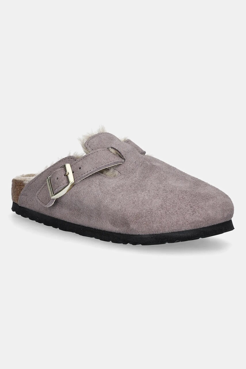 Semišové šľapky Birkenstock Boston Shimmering Shearling fialová farba, 1030887
