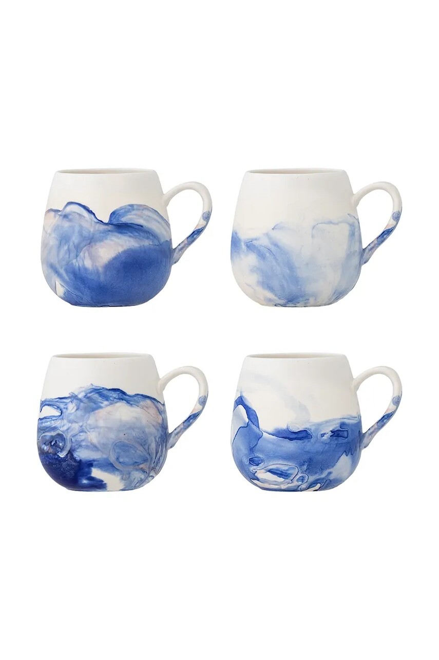 Sada pohárov Bloomingville Lyre 8 x 8 cm 4-pak modrá farba