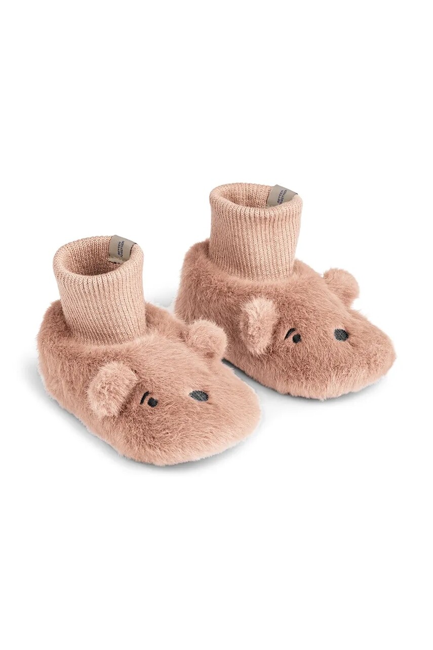 Detské papuče Liewood Beth Bear Plush Slipper ružová farba, LW20063