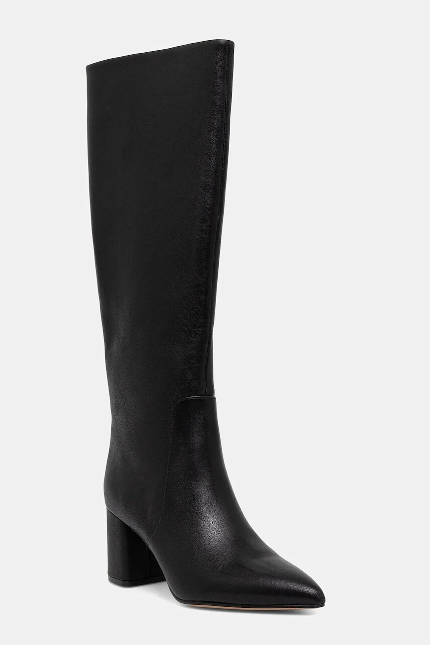 Kožené čižmy Twinset čierna farba, na podpätku, 252TGT160