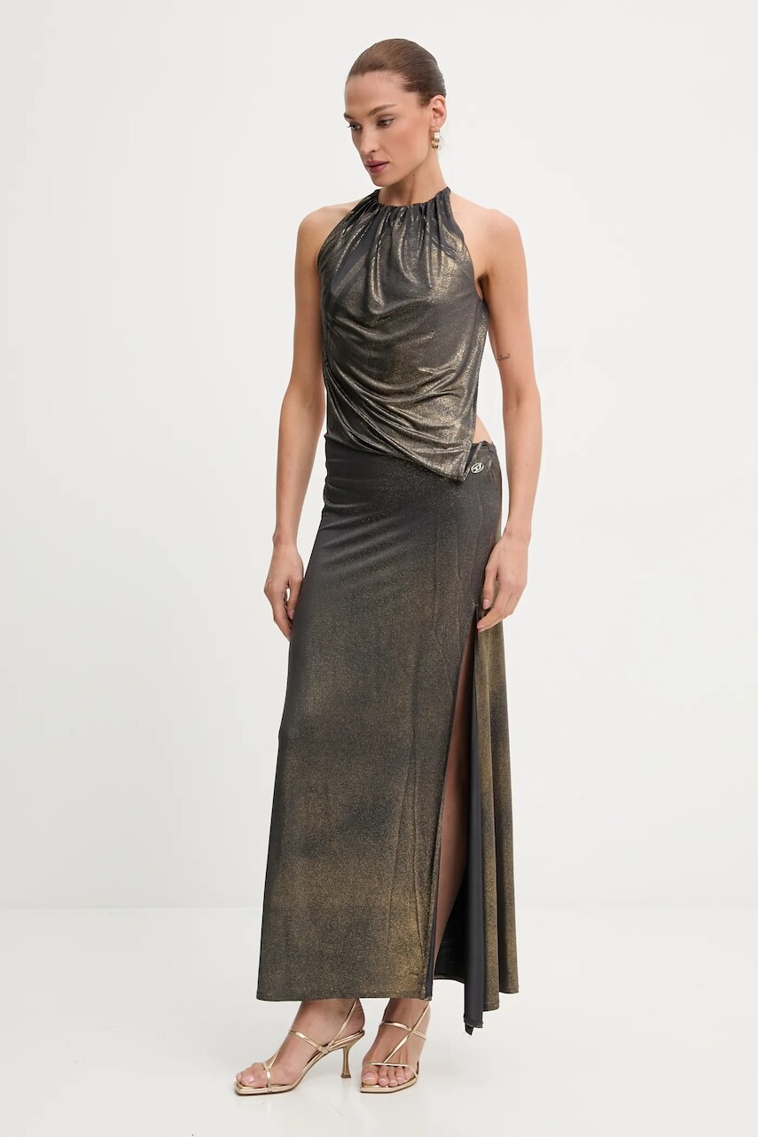 Šaty Diesel D-KARAM-LONG zlatá farba, maxi, priliehavé, A18559.0NKCU