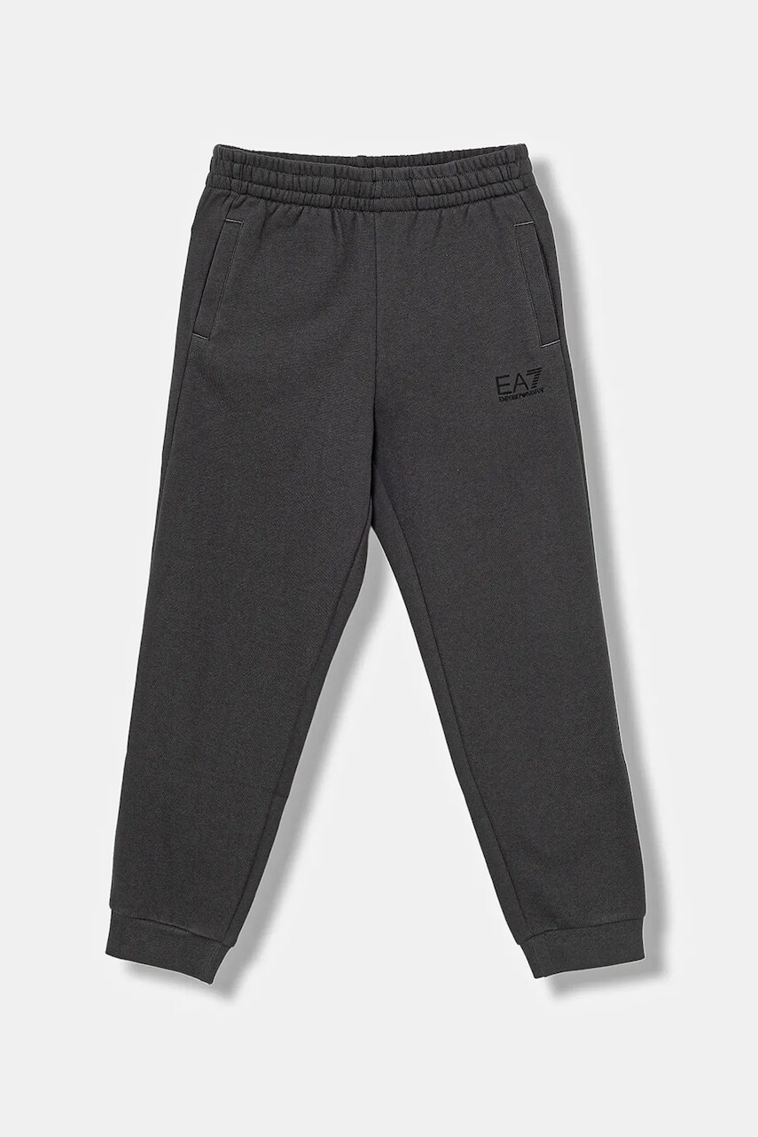 Detské tepláky EA7 Emporio Armani šedá farba, s potlačou, 7B000163 AF10368