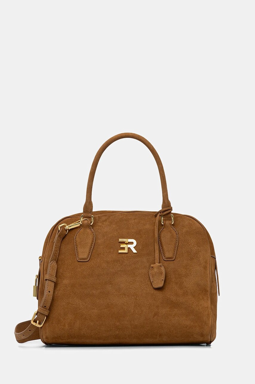 Kožená kabelka ERMANNO Firenze hnedá farba, 12402062